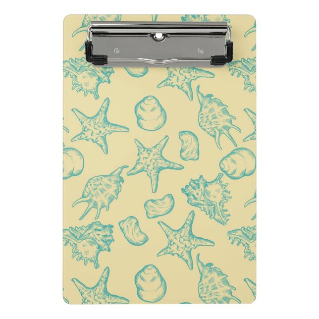 Hintergrund mit Muscheln. Hand gezeichnet Mini Klemmbrett (Vorderseite)