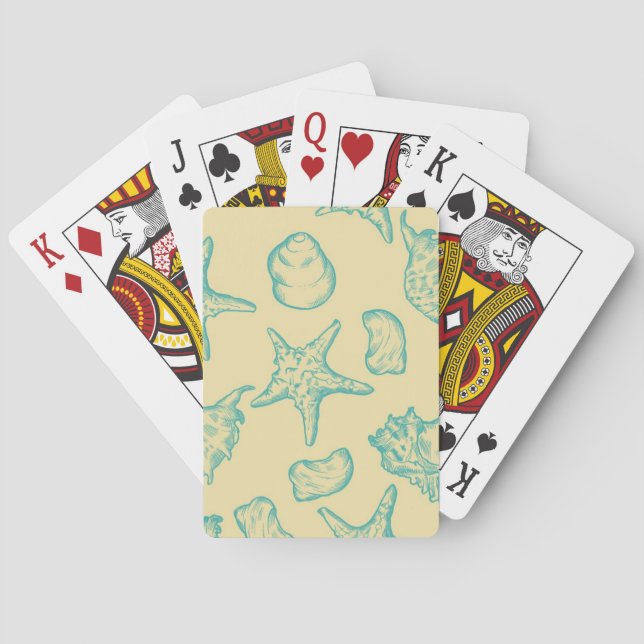 Hintergrund mit Muscheln. Handgezeichnet Spielkarten (Rückseite)