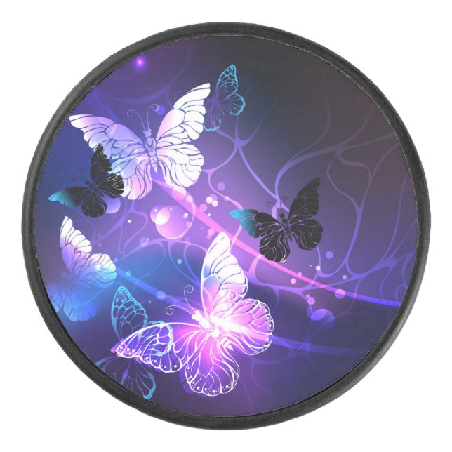 Hintergrund mit Nachtschmetterlingen Eishockey Puck (Vorderseite)