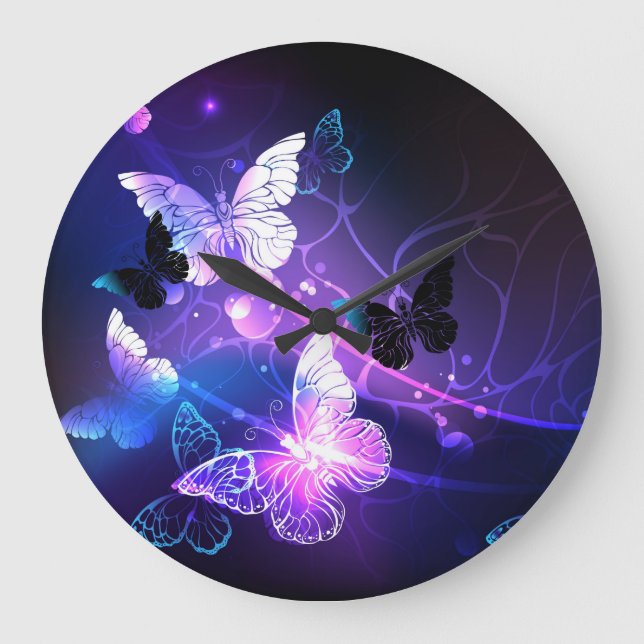 Hintergrund mit Nachtschmetterlingen Große Wanduhr (Vorderseite)