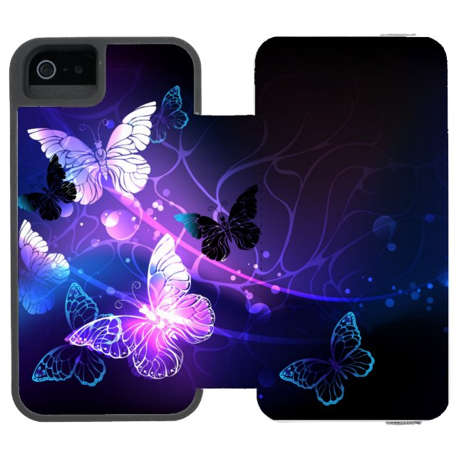 Hintergrund mit Nachtschmetterlingen Incipio iPhone Geldbeutel-Hülle (Folio Geöffnet)