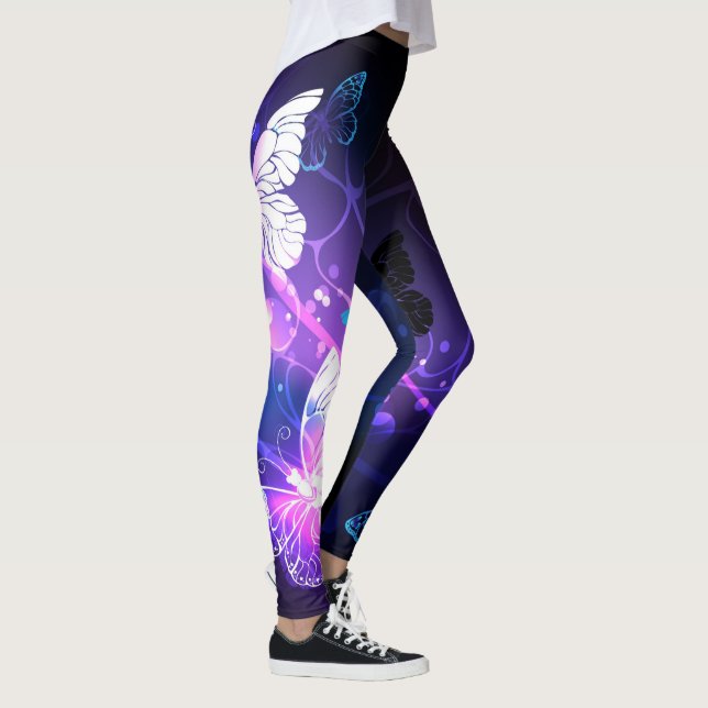Hintergrund mit Nachtschmetterlingen Leggings (Rechts)