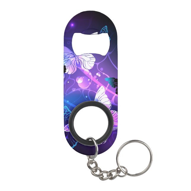 Hintergrund mit Nachtschmetterlingen Mini Flaschenöffner (Rückseite)