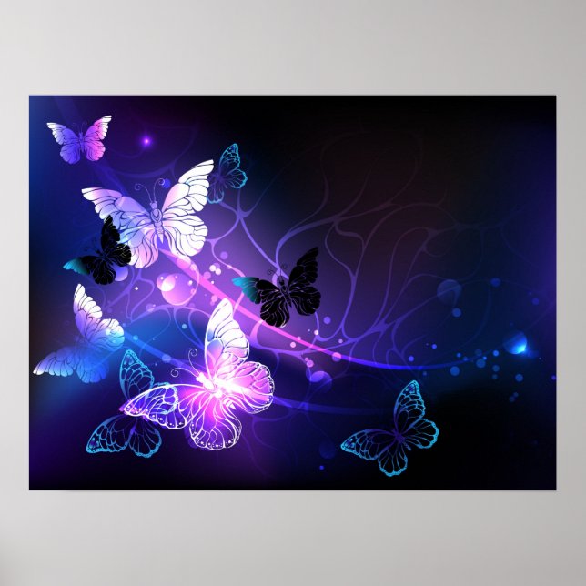 Hintergrund mit Nachtschmetterlingen Poster (Vorne)