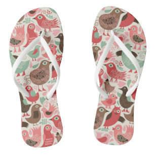 Hintergrund mit niedlichen Vögeln Flip Flops