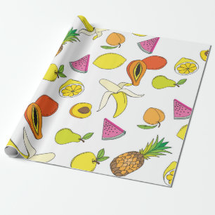 Hintergrund mit saftigen Früchten. Nahtlose Fruch Geschenkpapier