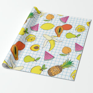 Hintergrund mit saftigen Früchten. Nahtlose Frucht Geschenkpapier