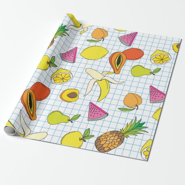 Hintergrund mit saftigen Früchten. Nahtlose Frucht Geschenkpapier (Ungerollt)
