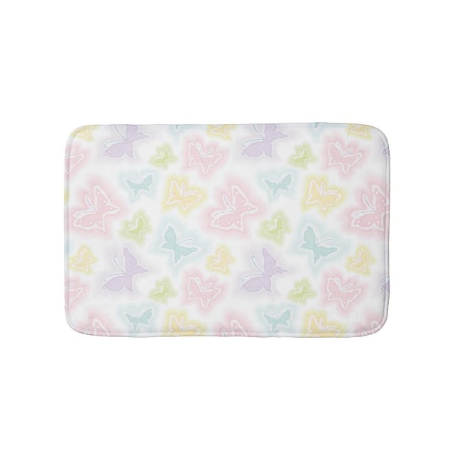 Hintergrund mit Schmetterlingen im Aquarell Badematte (Vorderseite)