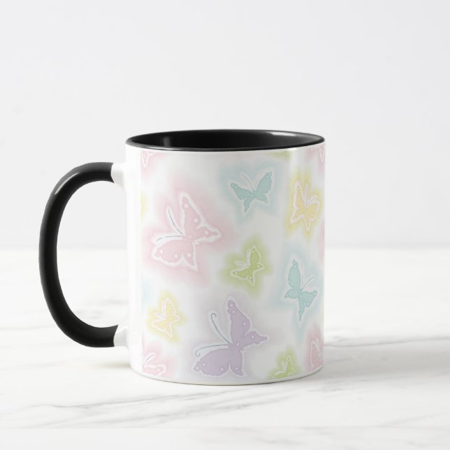Hintergrund mit Schmetterlingen im Aquarell Tasse (Links)