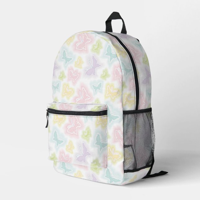 Hintergrund mit Schmetterlingen in Aquarell Bedruckter Rucksack (Rückseitige Ecke Rechts)