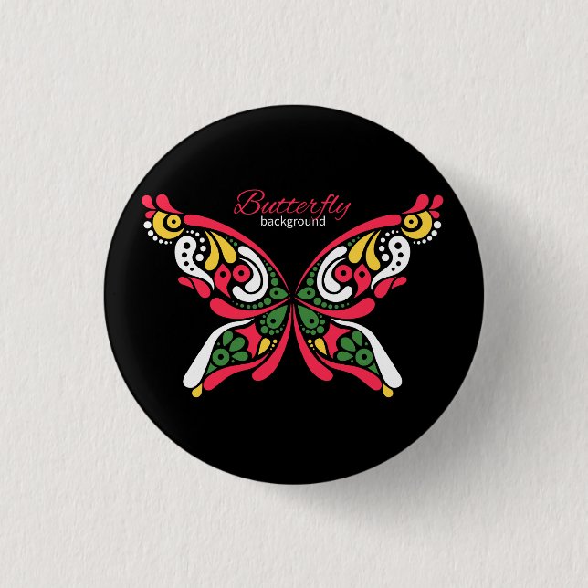 Hintergrund mit schönem Schmetterling. Tätowierung Button (Vorderseite)