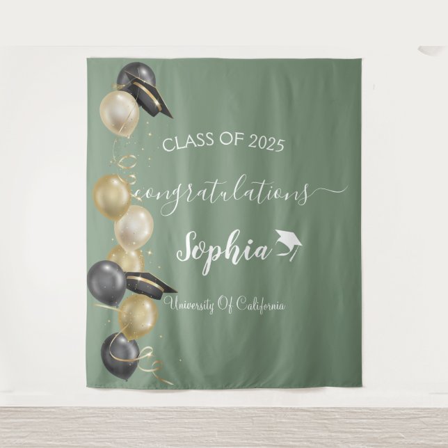 Hintergrund moderner Script Graduation Party | Abs Wandteppich (Vorderseite)