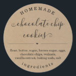 Hintergrund personalisierter, hausgemachter Lebens Runder Aufkleber<br><div class="desc">Personalisierter,  hausgemachter Lebensmittelaufkleber auf einem Imitat Kraft Background - Ein wunderbar einfaches und niedliches Siegel für die Verpackung Ihres gebackenen Gutes.</div>