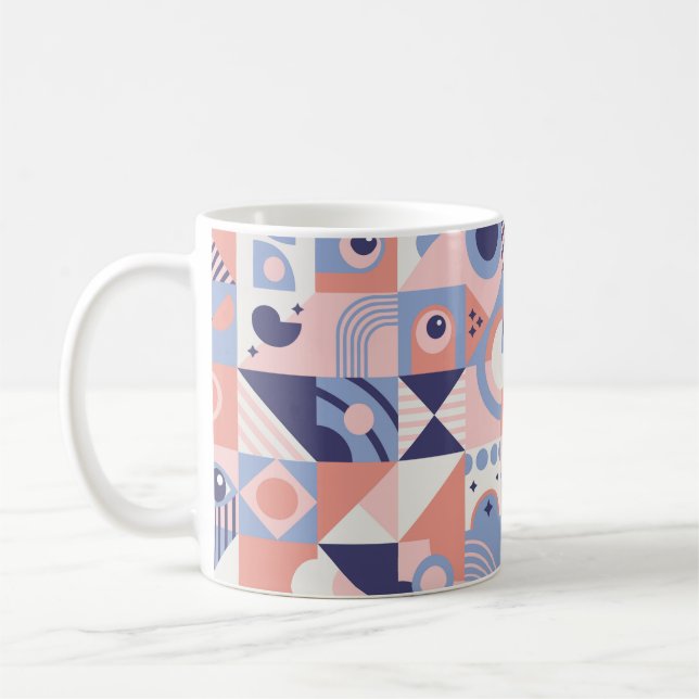 Hintergrund quadratischer geometrischer Formen. Äs Kaffeetasse (Links)