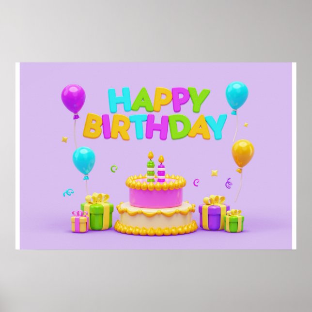 Hintergrund Rainbow Happy Birthday Poster (Vorne)