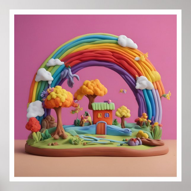 Hintergrund Rainbow Happy Birthday Poster (Vorne)