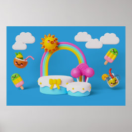 Hintergrund Rainbow Happy Birthday Poster
