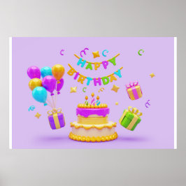 Hintergrund Rainbow Happy Birthday Poster