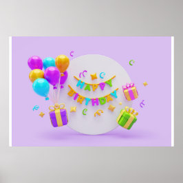 Hintergrund Rainbow Happy Birthday Poster