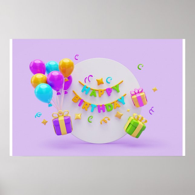 Hintergrund Rainbow Happy Birthday Poster (Vorne)