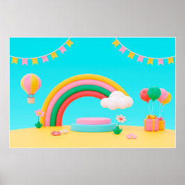 Hintergrund Rainbow Happy Birthday Poster