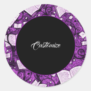 Hintergrund rosa Bücher Runder Aufkleber