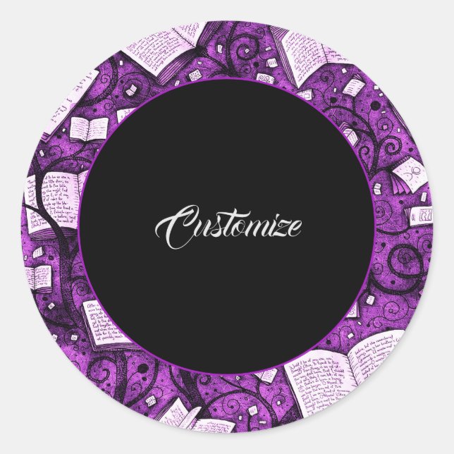 Hintergrund rosa Bücher Runder Aufkleber (Vorderseite)