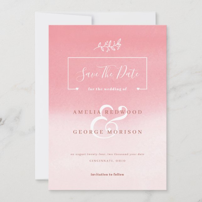 Hintergrund rosa Gradient Save The Date (Vorderseite)