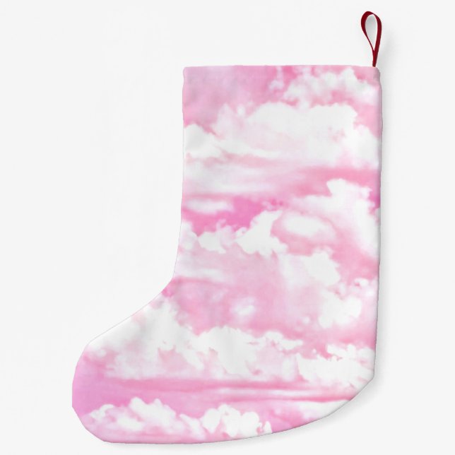 Hintergrund rosa Wolken Mode Kleiner Weihnachtsstrumpf (Rückseite)