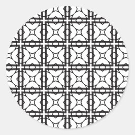 Hintergrund Schwarz-weißer geometrischer Gitter Runder Aufkleber