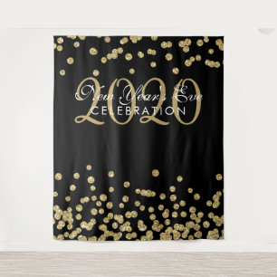 Hintergrund Silvester Party Gold Black Confetti Wandteppich