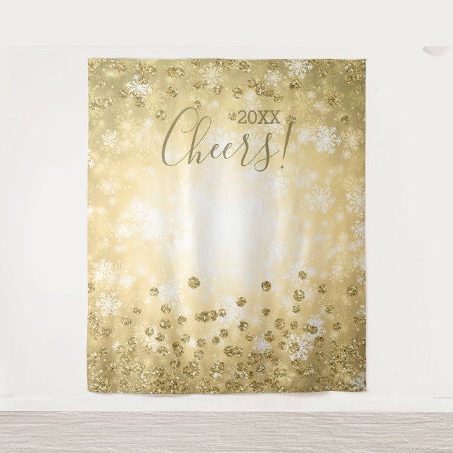 Hintergrund Silvester Party Gold Winter Glitzer Wandteppich (Vorderseite)