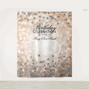 Hintergrund Süße 16 Rosen Gold Silber Lichter Konf Wandteppich