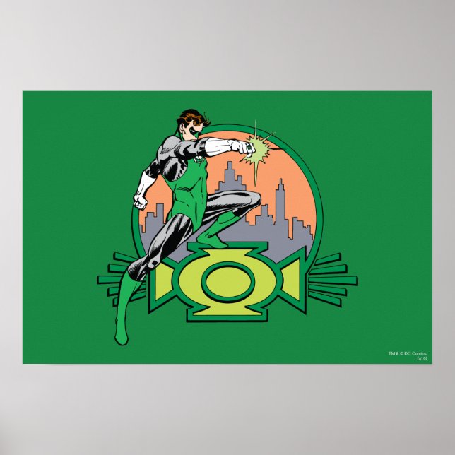 Hintergrund und Logo der grünen Laternenstadt Poster (Vorne)