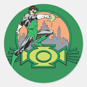 Hintergrund und Logo der grünen Laternenstadt Runder Aufkleber
