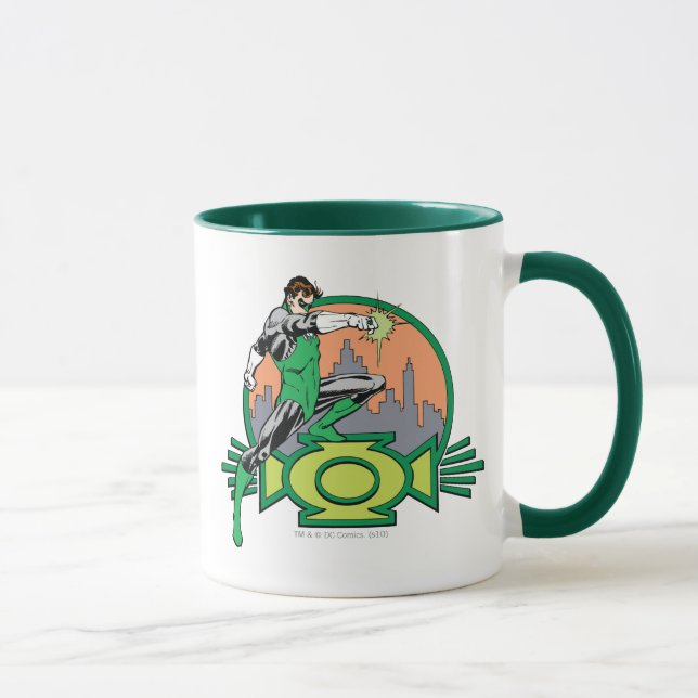 Hintergrund und Logo der grünen Laternenstadt Tasse (Rechts)