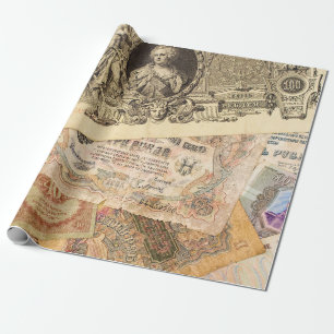 Hintergrund verschiedener Vintage-Banknoten aus Ru Geschenkpapier