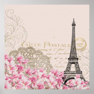 Hintergrund Vintage eiffel-Blume Poster