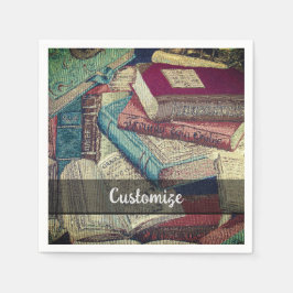 Hintergrund Vintager Bücher Serviette