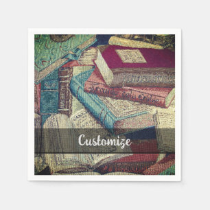 Hintergrund Vintager Bücher Serviette