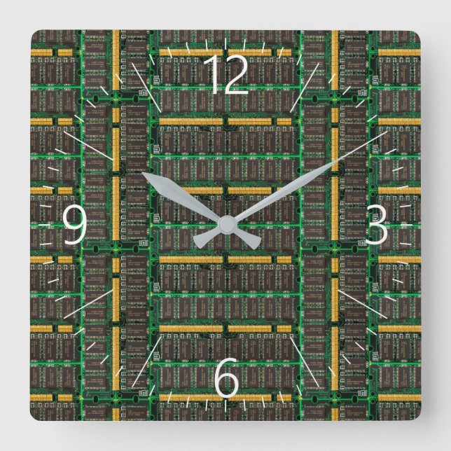 Hintergrund von Computerspeichermodulen Quadratische Wanduhr (Vorderseite)