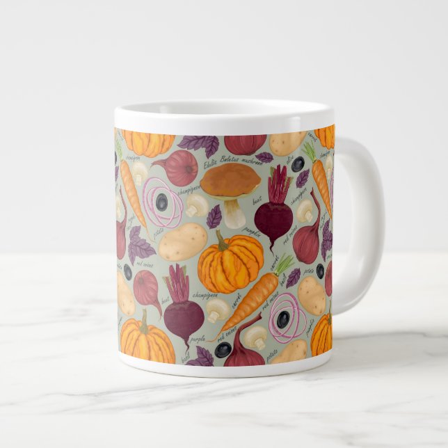 Hintergrund von frischem Gemüse Jumbo-Tasse (Vorderseite Rechts)