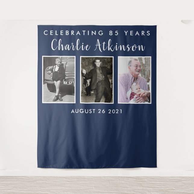 Hintergrundbanner zum 85. Geburtstag des Fotos Wandteppich (Vorderseite)