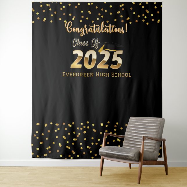 Hintergrundbild der Abschluss-Foto-Klasse 2025 Wandteppich (Beispiel)