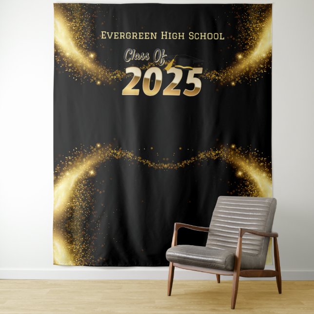 Hintergrundbild der Abschluss-Foto-Klasse 2025 Wandteppich (Beispiel)