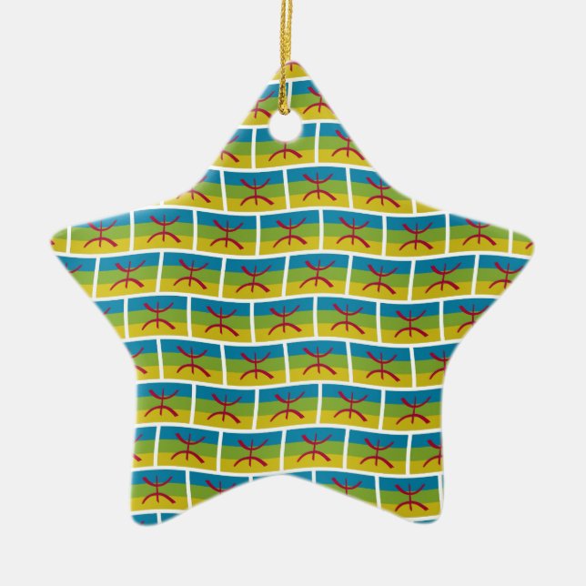 Hintergrundbild für die Amazigh-Flagge Keramik Ornament (Vorne)