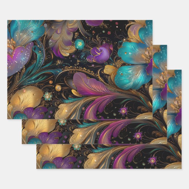 Hintergrundbild Intrictive Blume Lila Geschenkpapier Set (Set)