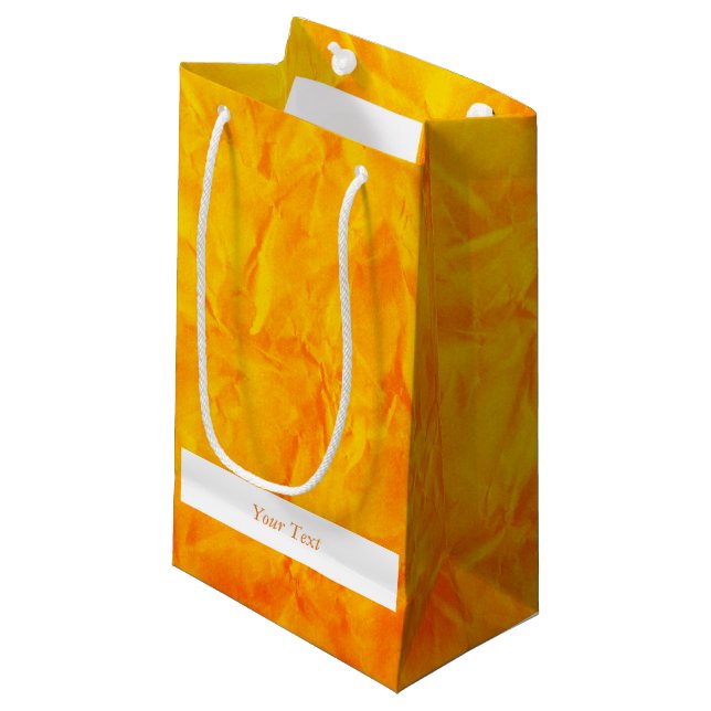 Hintergrundbild - orange-gelb + Text Kleine Geschenktüte (Vorderseite Schrägansicht)