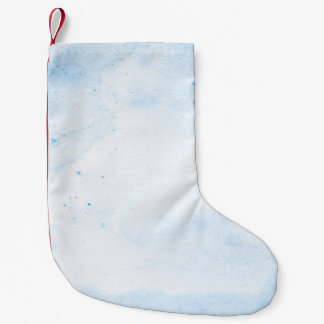 Hintergrundblaues Aquarellpapier Kleiner Weihnachtsstrumpf